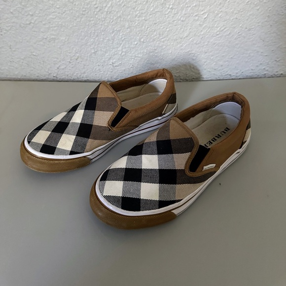 Burberry Canvas Printed Sneakers Slip-On Nova Check Loafers - Picture 1 of 10
